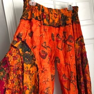Indian Tie Dye / Flower Patchwork Flowy Pants